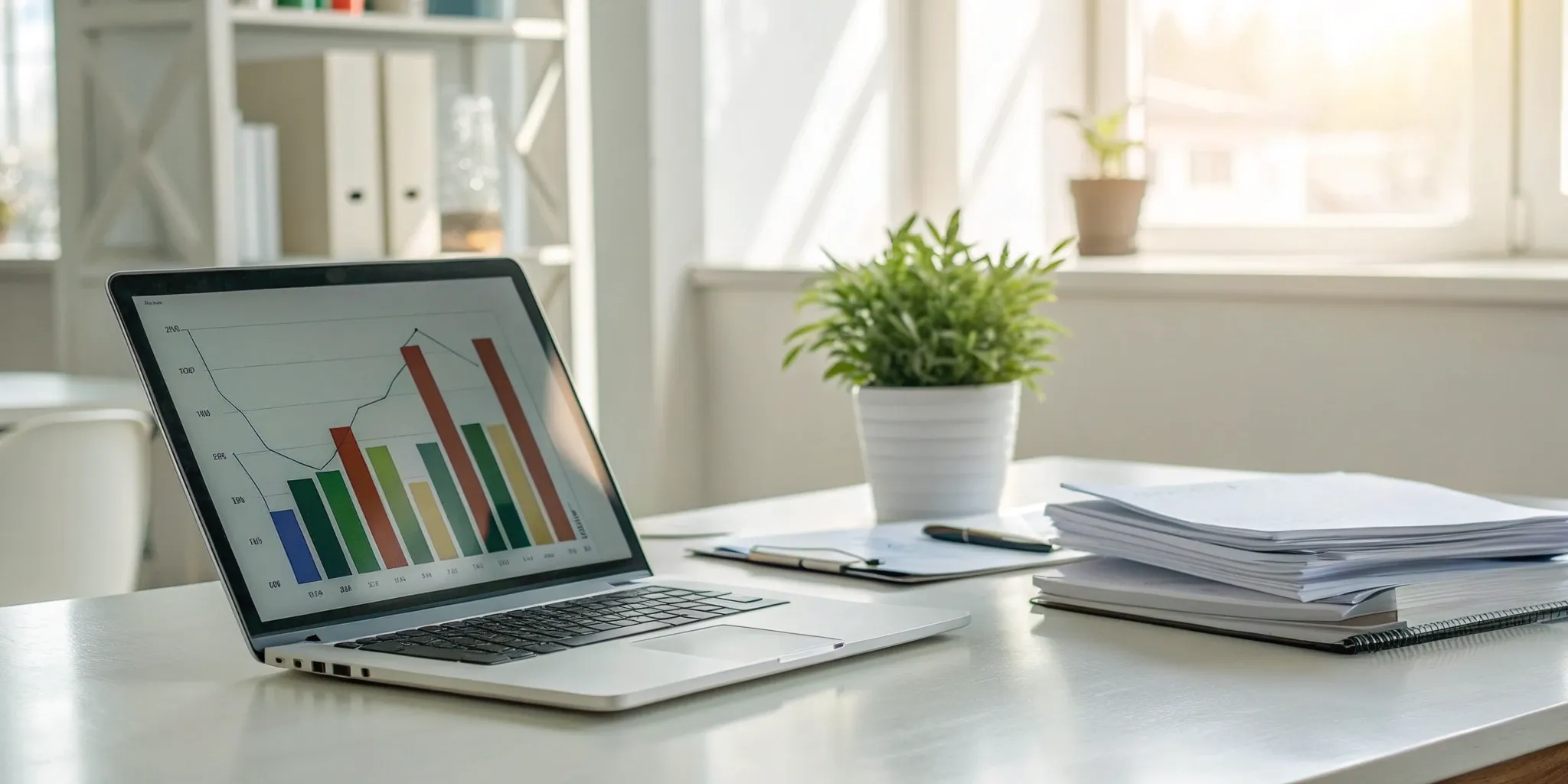 Laptop on a desk showing a report from one of the best tenant screening services found on Reddit.