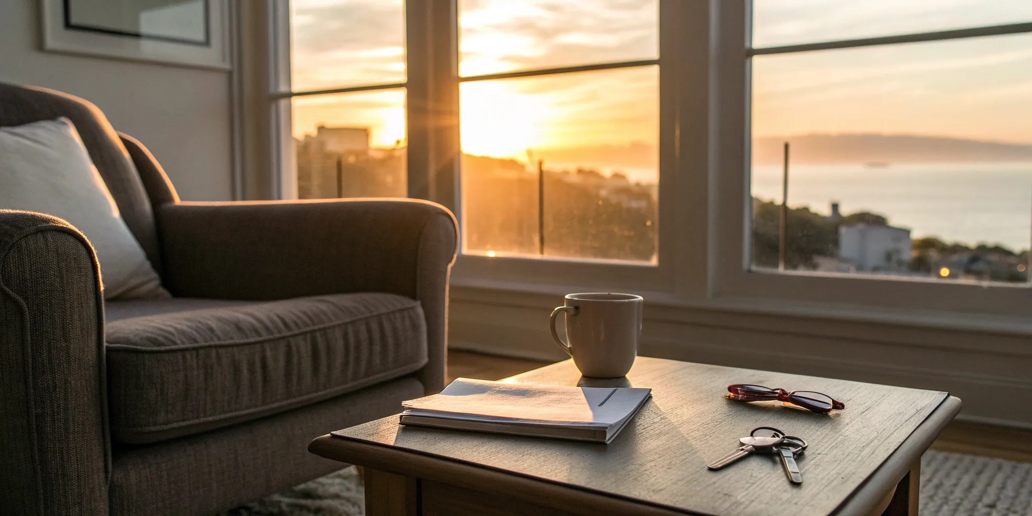 An approved rental application and keys on a sunlit table next to a window.