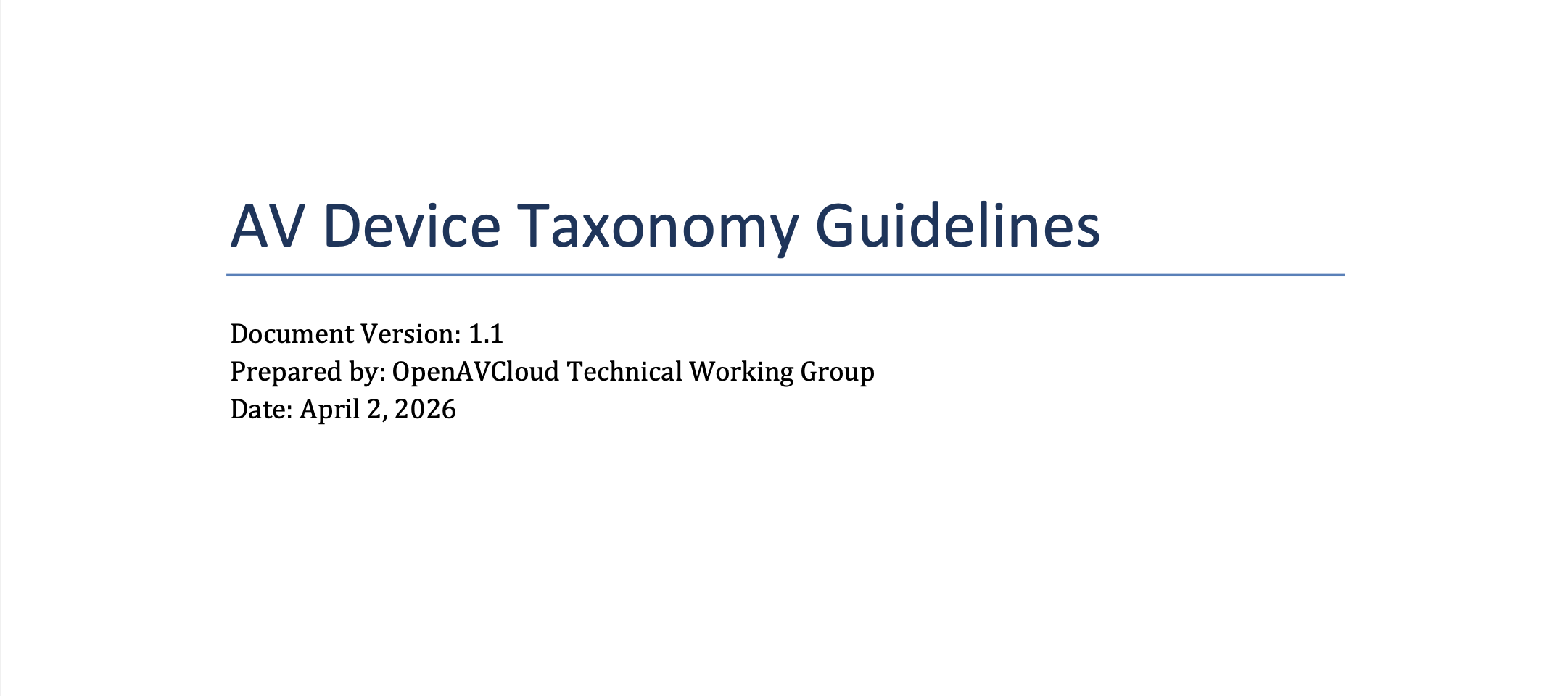 AV Device Taxonomy Guidelines