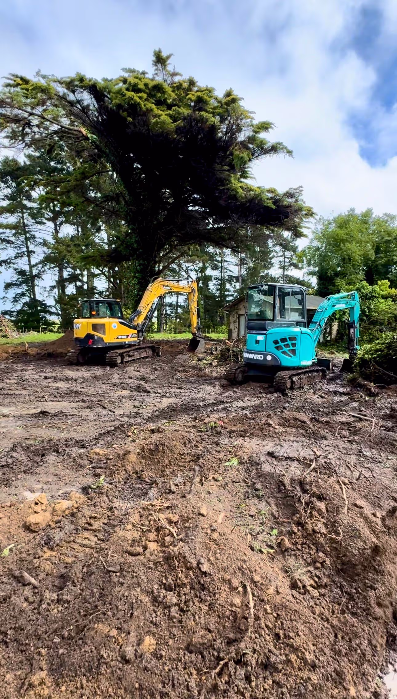 Fleetline Diggers excavator preparing site and shaping landscape