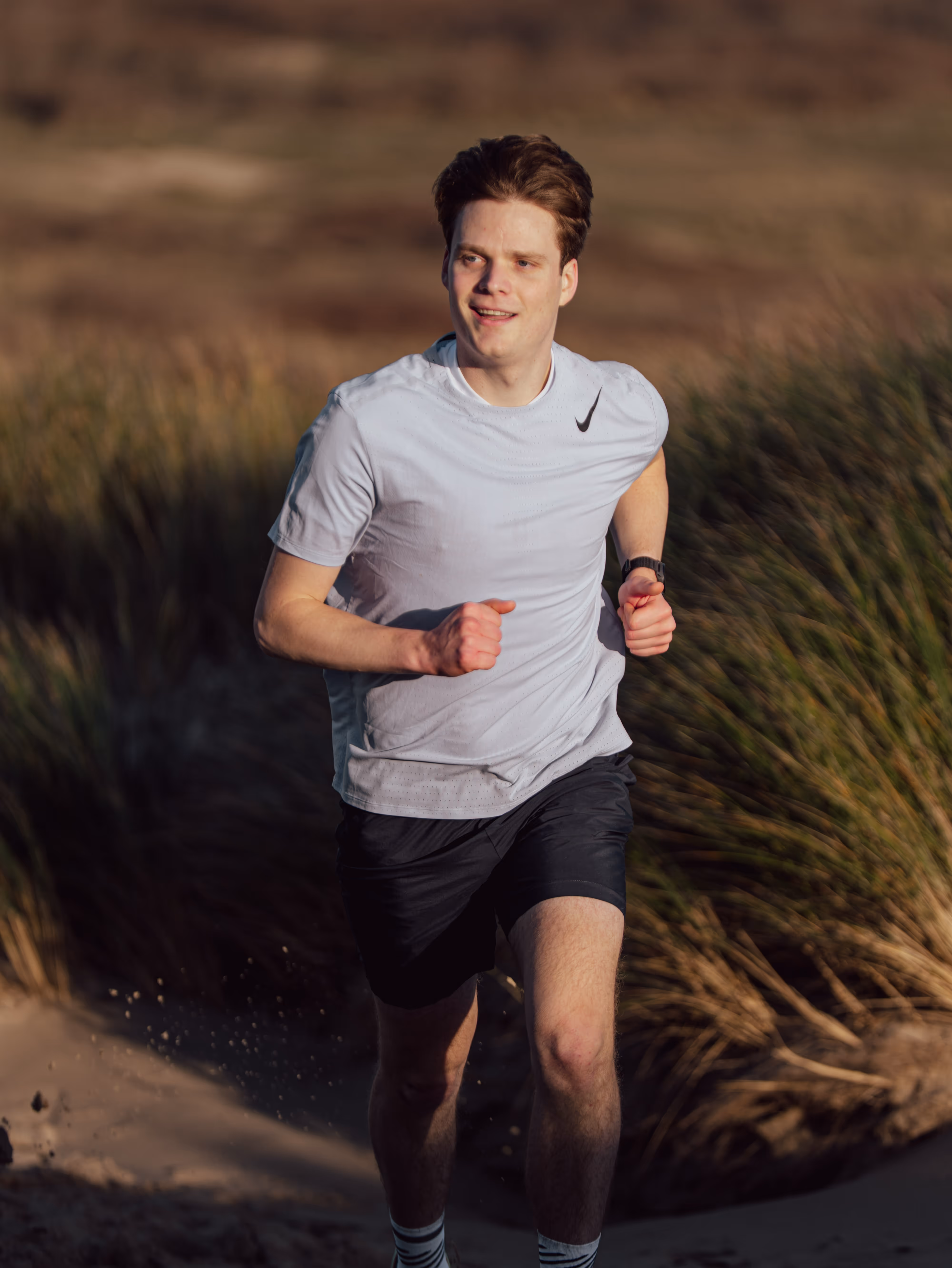 Scipio running in the dunes