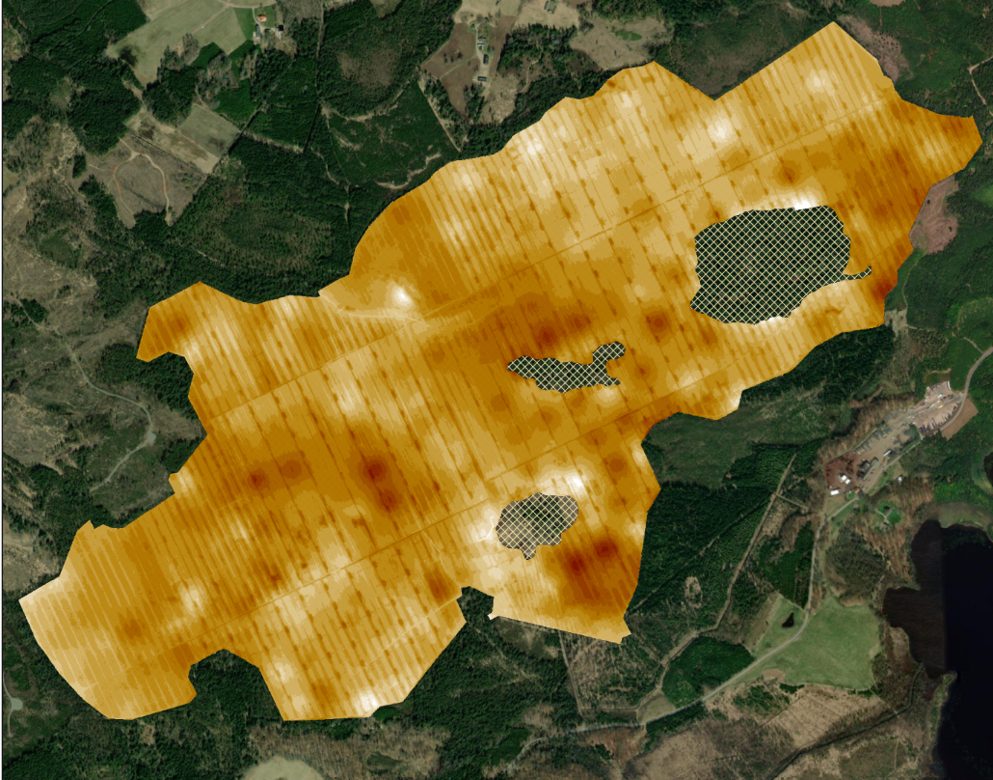 Interpolated peat thickness map