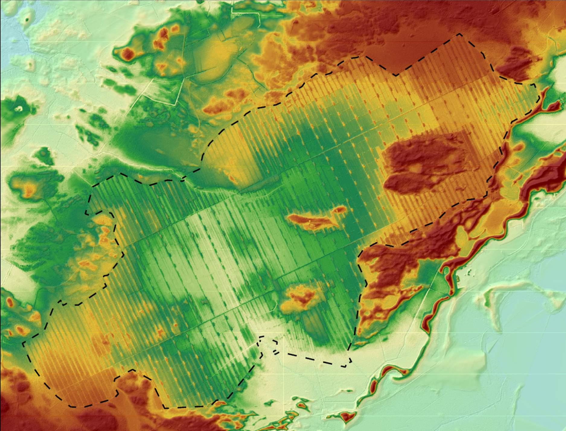 Digital elevation model of a former peat extraction site, made from drone survey data