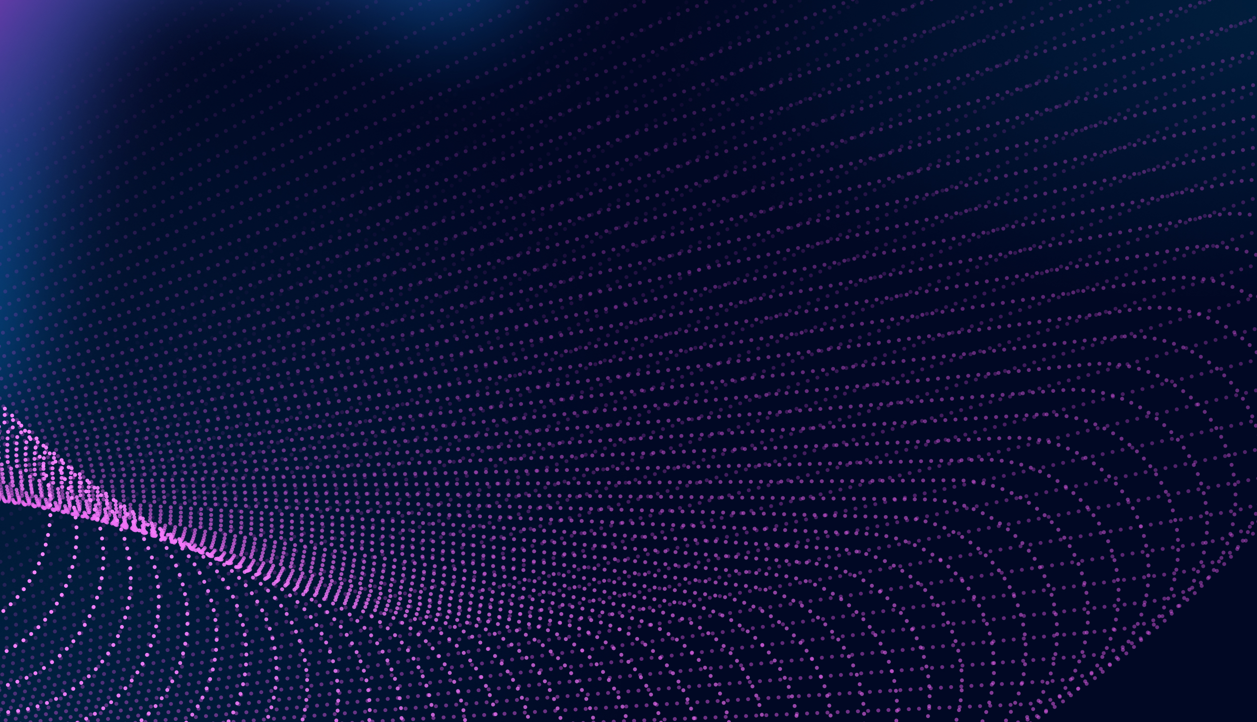 Purple dotted loops sweep across a dark background