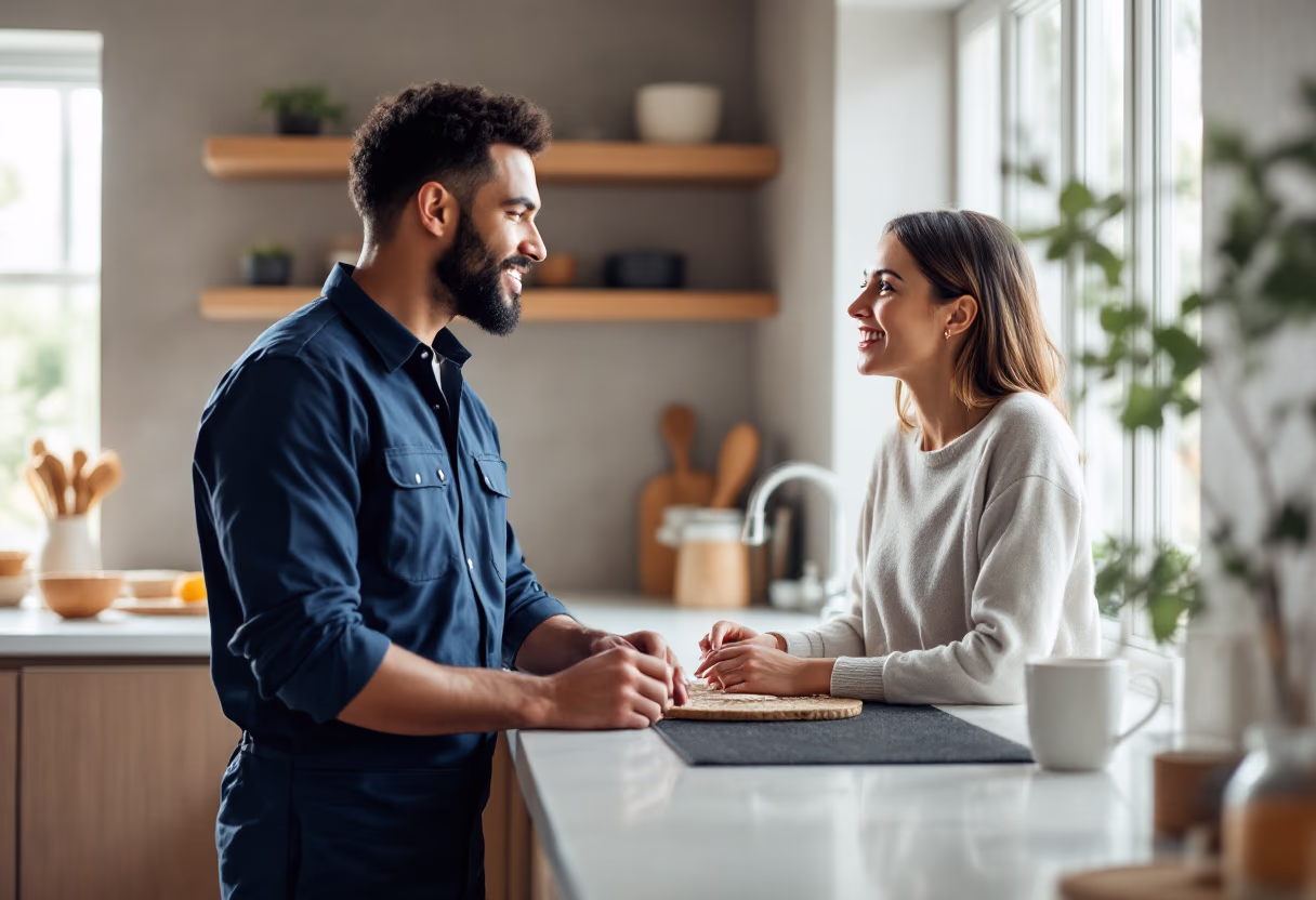 image of customer support interaction (for a plumbing service)