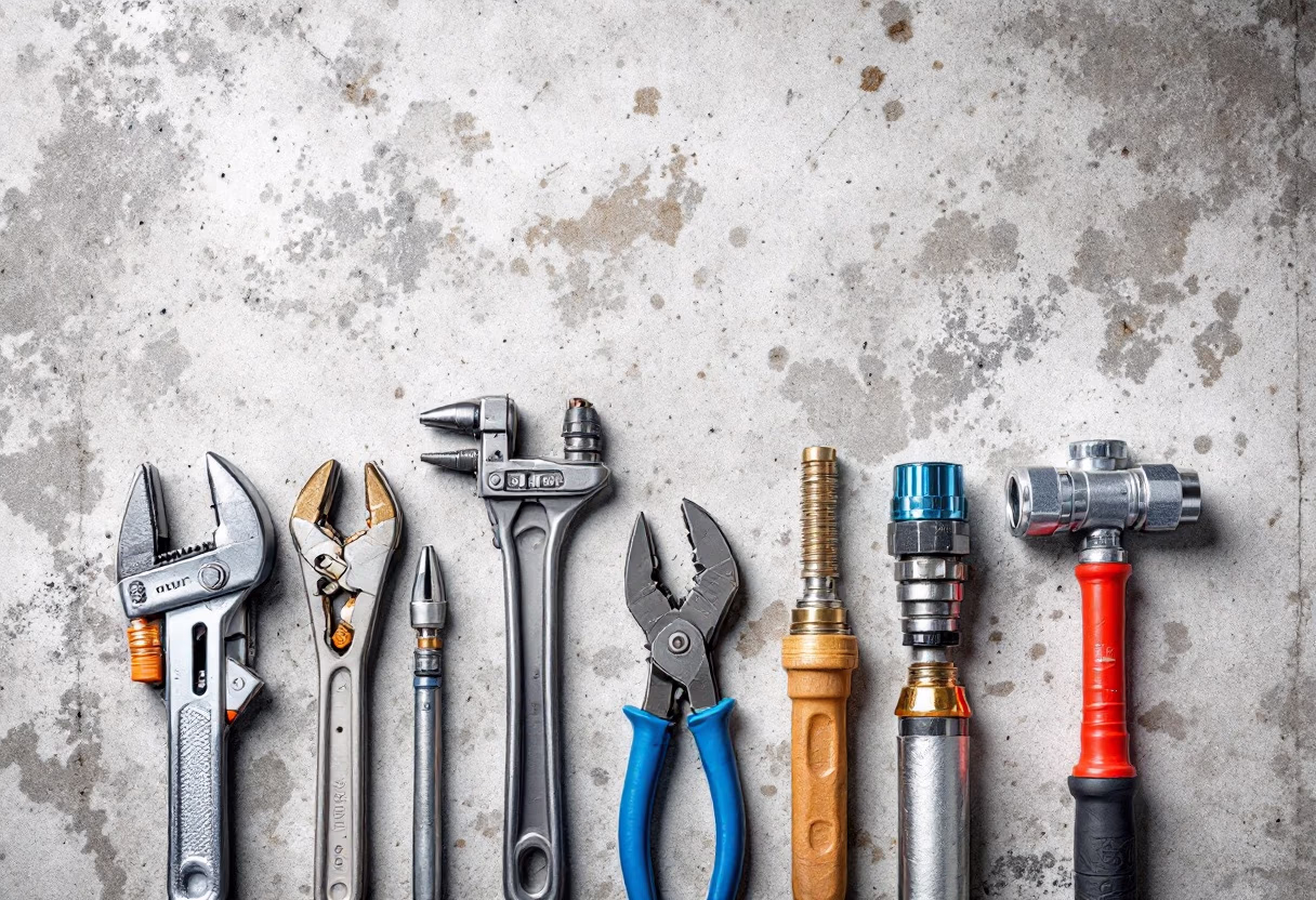 [background image] image of plumbing tools closeup (for a plumbing service)
