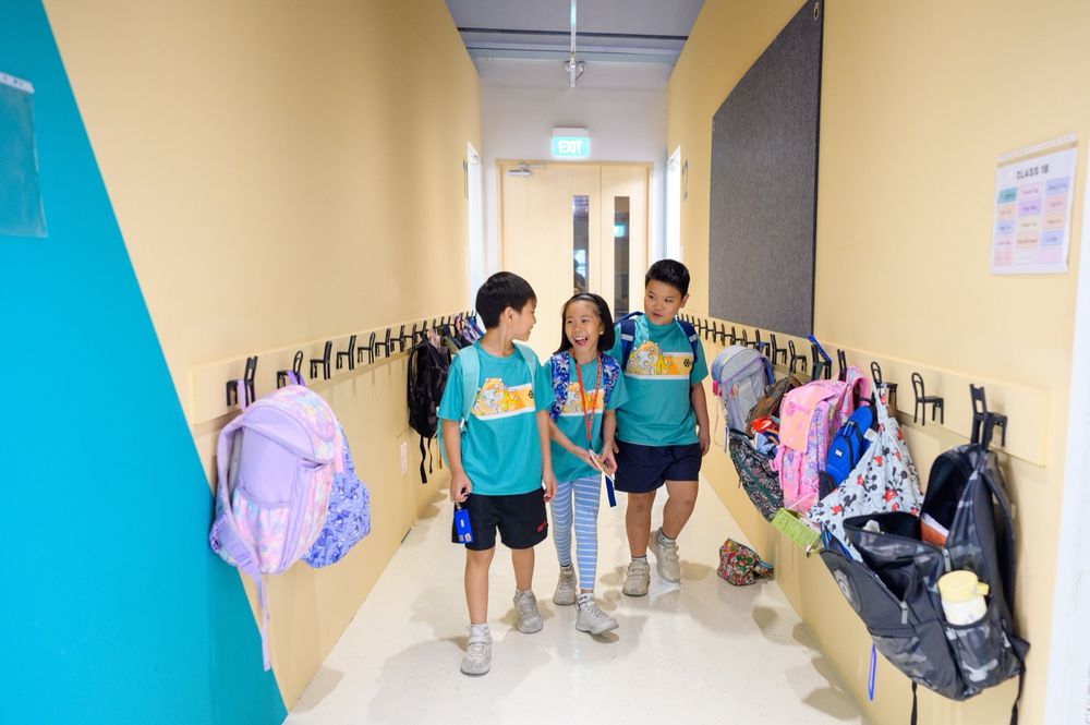 Student Care children arriving at Agora with their school bags