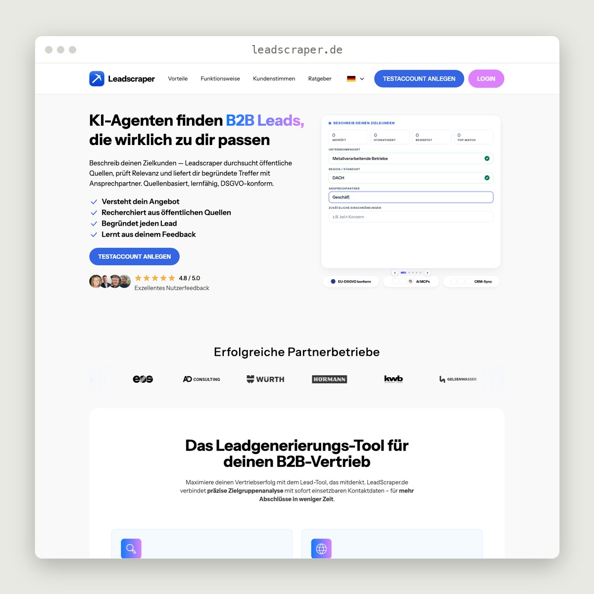 leadscraper.de — website in browser frame