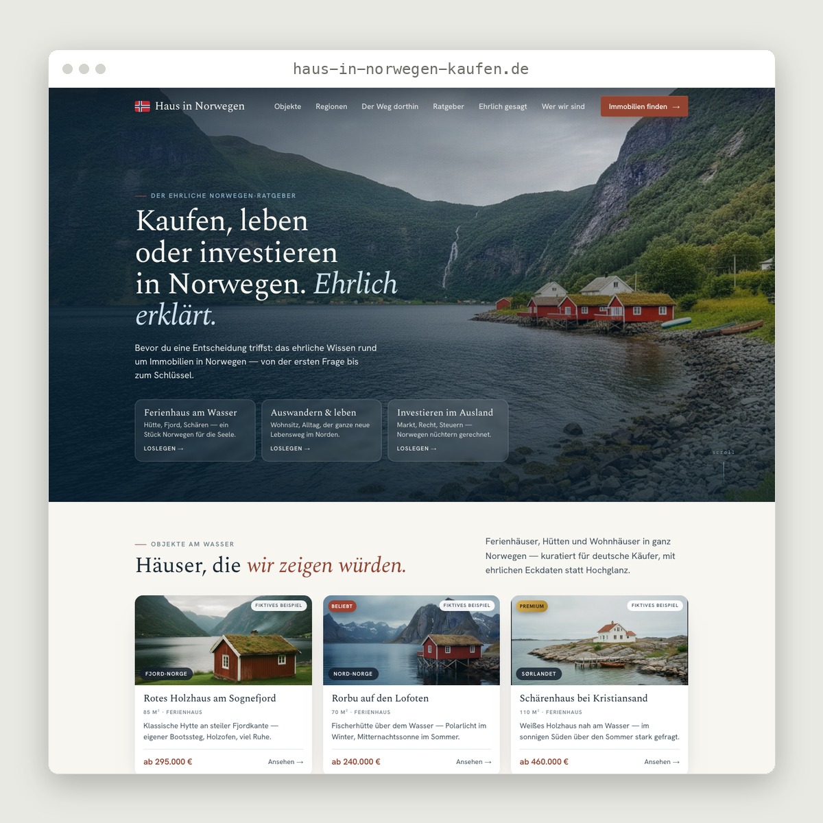 haus-in-norwegen-kaufen.de — website in browser frame