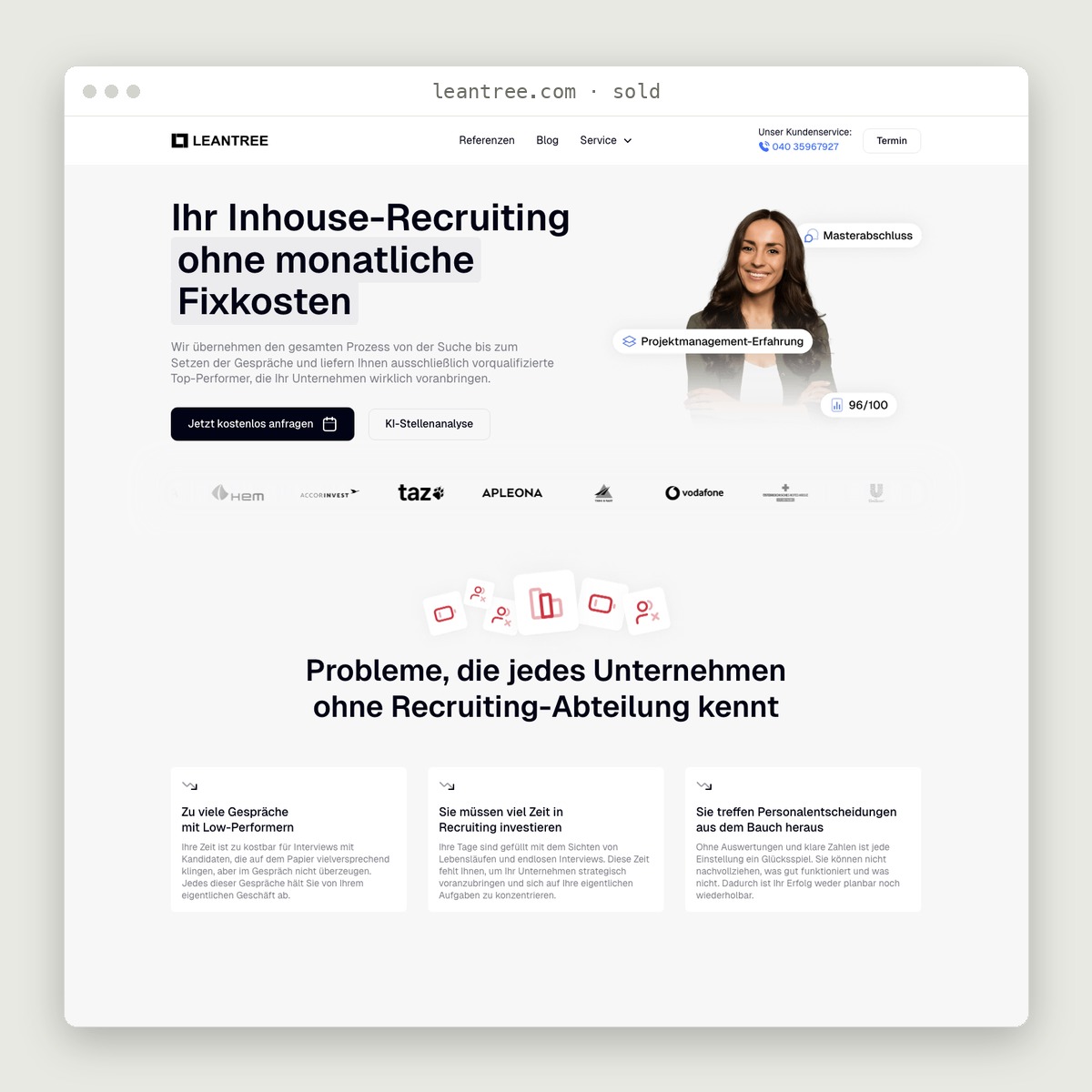 leantree.com — website in browser frame, sold