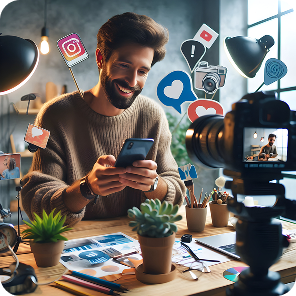 Influencer creating content