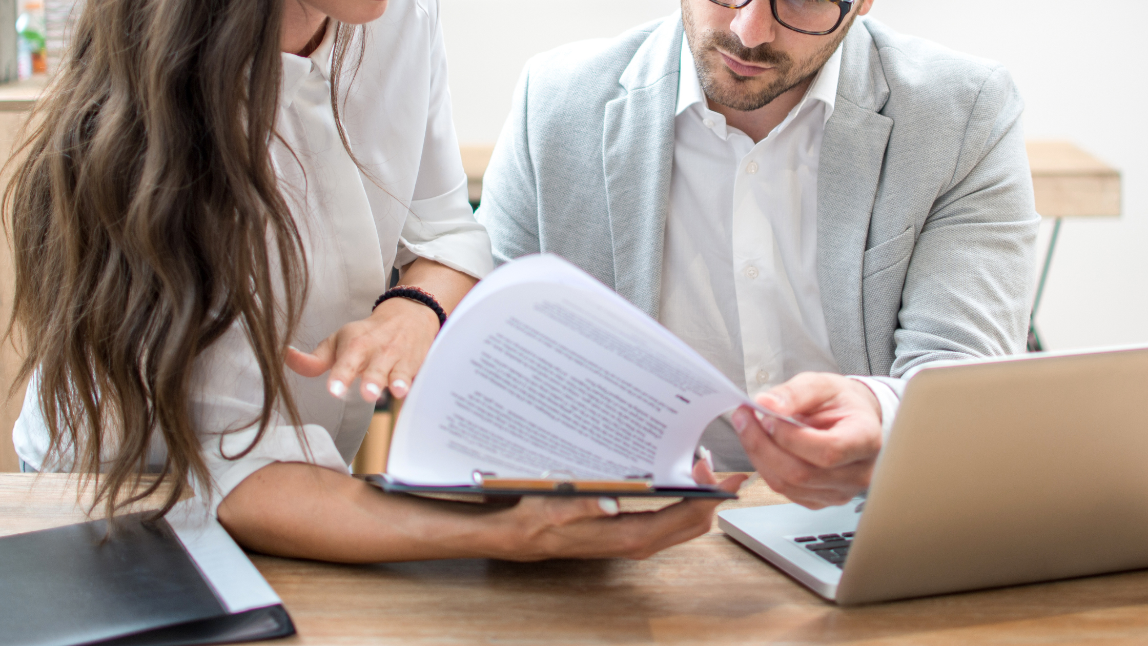 Woman and man in meeting