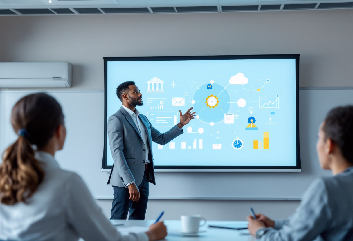 image of teacher using a smartboard (for a edtech)