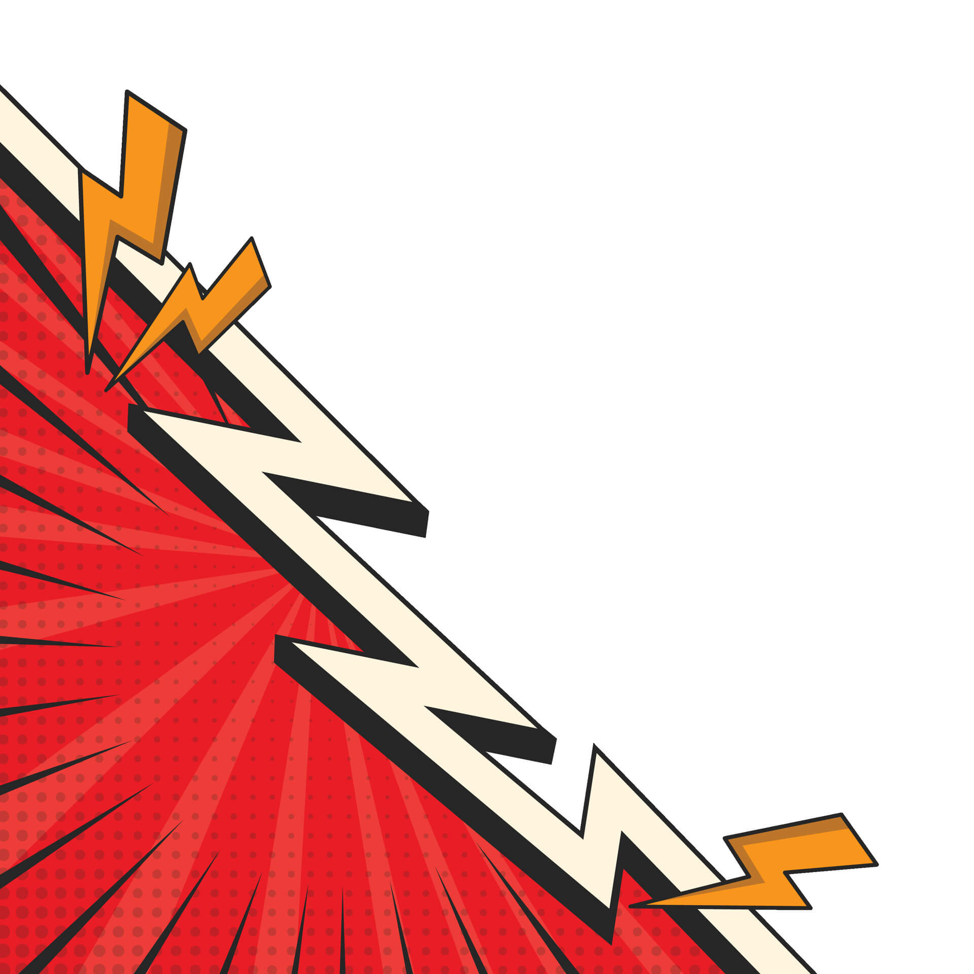 Comic-style red lightning burst illustration