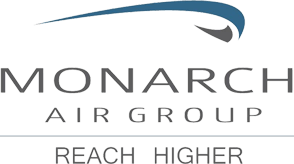 Monarch Air Group logo with tagline 'Reach Higher'.