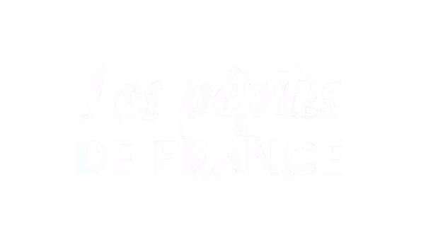 Texte blanc sur fond noir indiquant « Les pépites DE FRANCE » en deux styles de police.