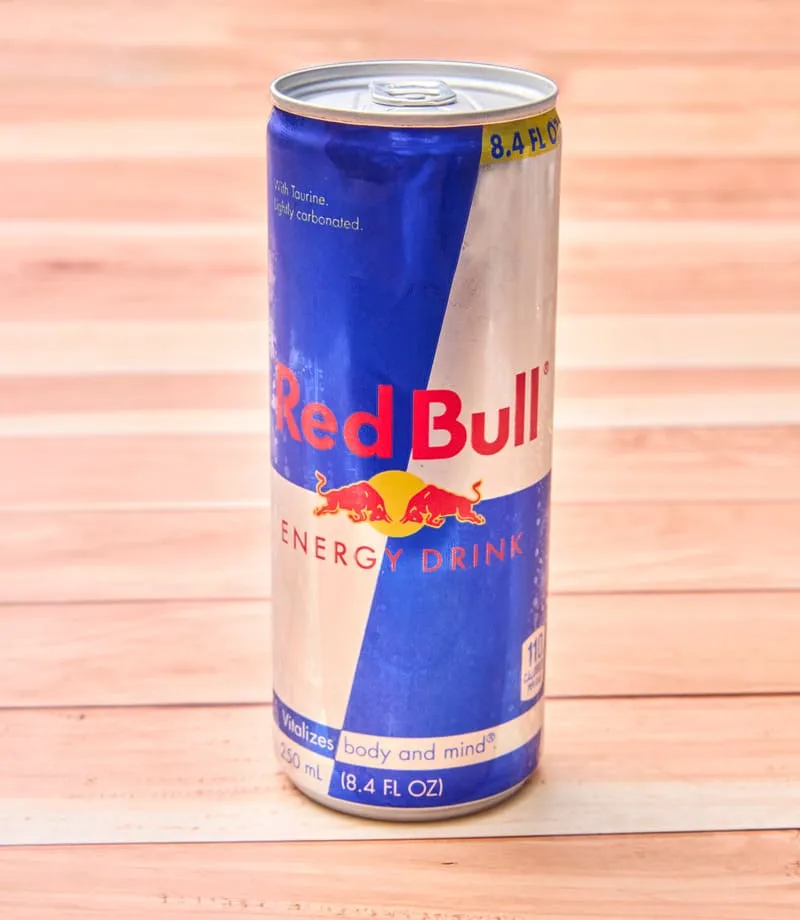 A single 8.4oz can of original Red Bull energy.
