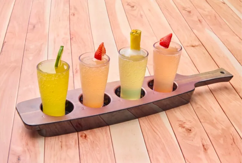 Wycliff Sparkling with mango juice, guava, pineapple, and strawberry lemonade.