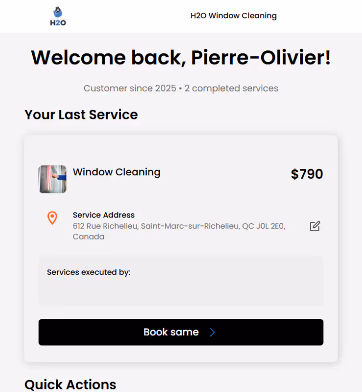 client hub for easy rebooking