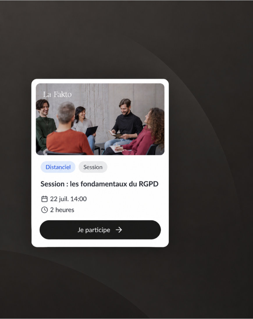 Okto : carte d'inscription à la session à distance « Les fondamentaux du RGPD »
