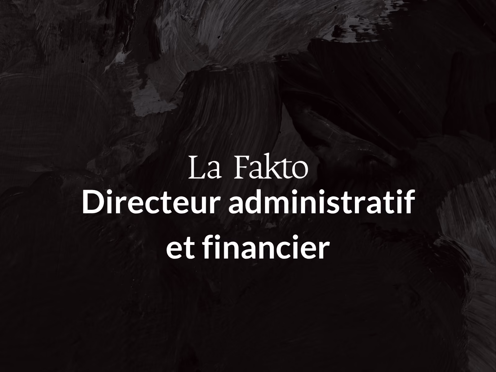 Directeur administratif et financier