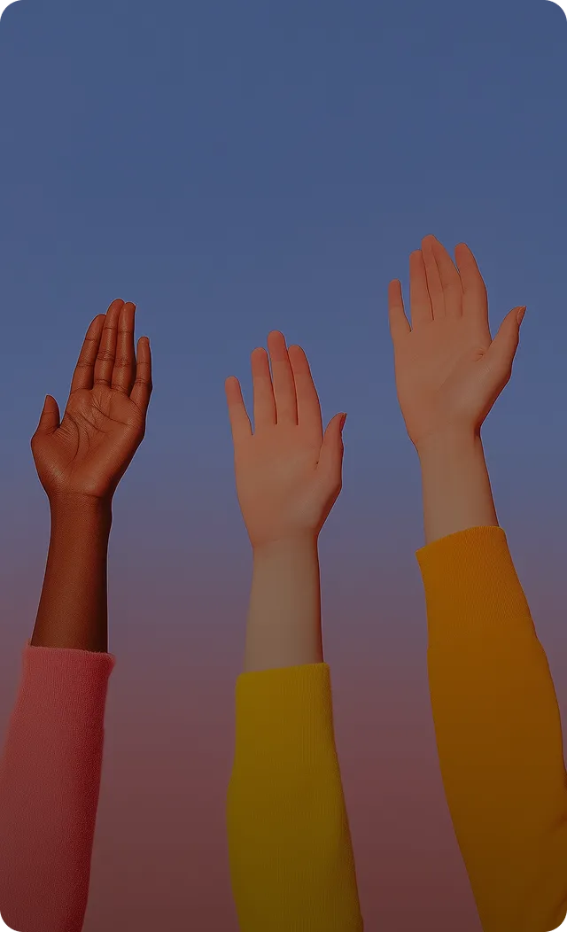 Hands reaching upward representing lead generation and business growth