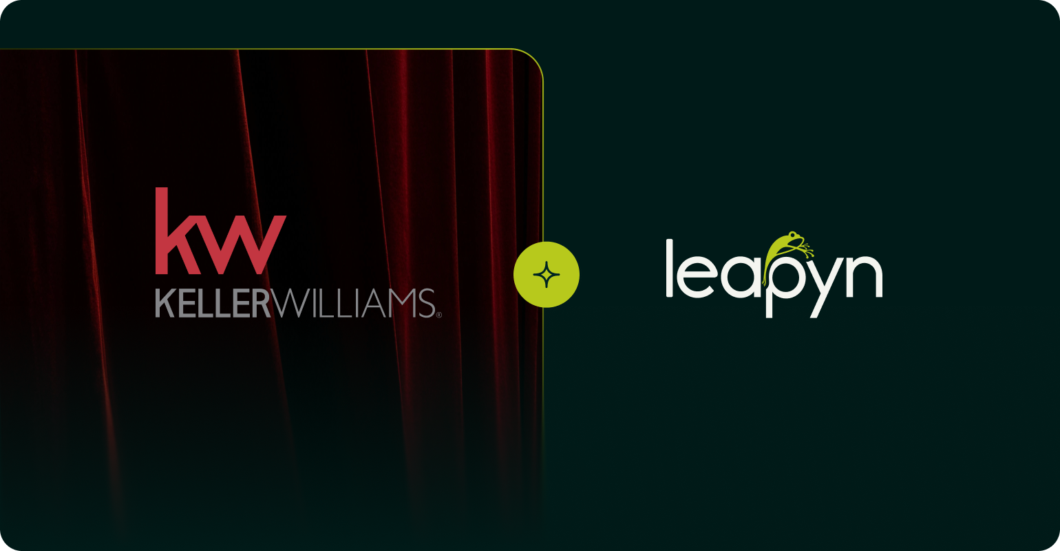 Keller Williams and Leapyn logos side by side on dark background
