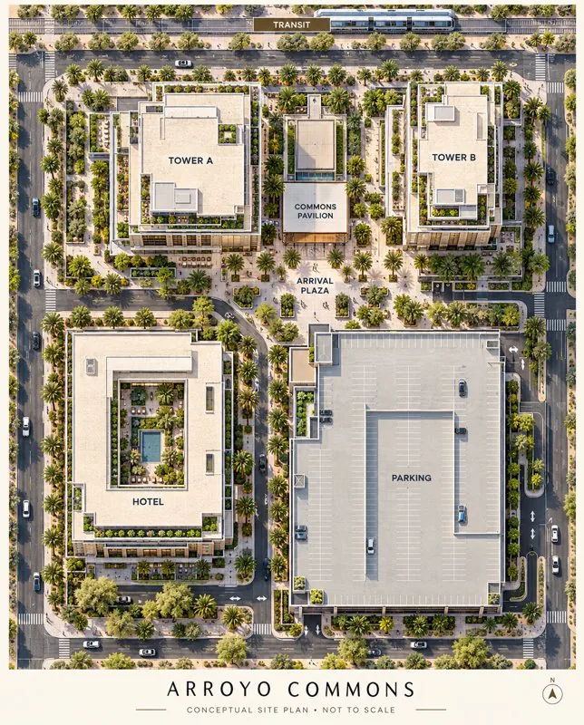 Small preview of the Arroyo Commons branded site plan graphic