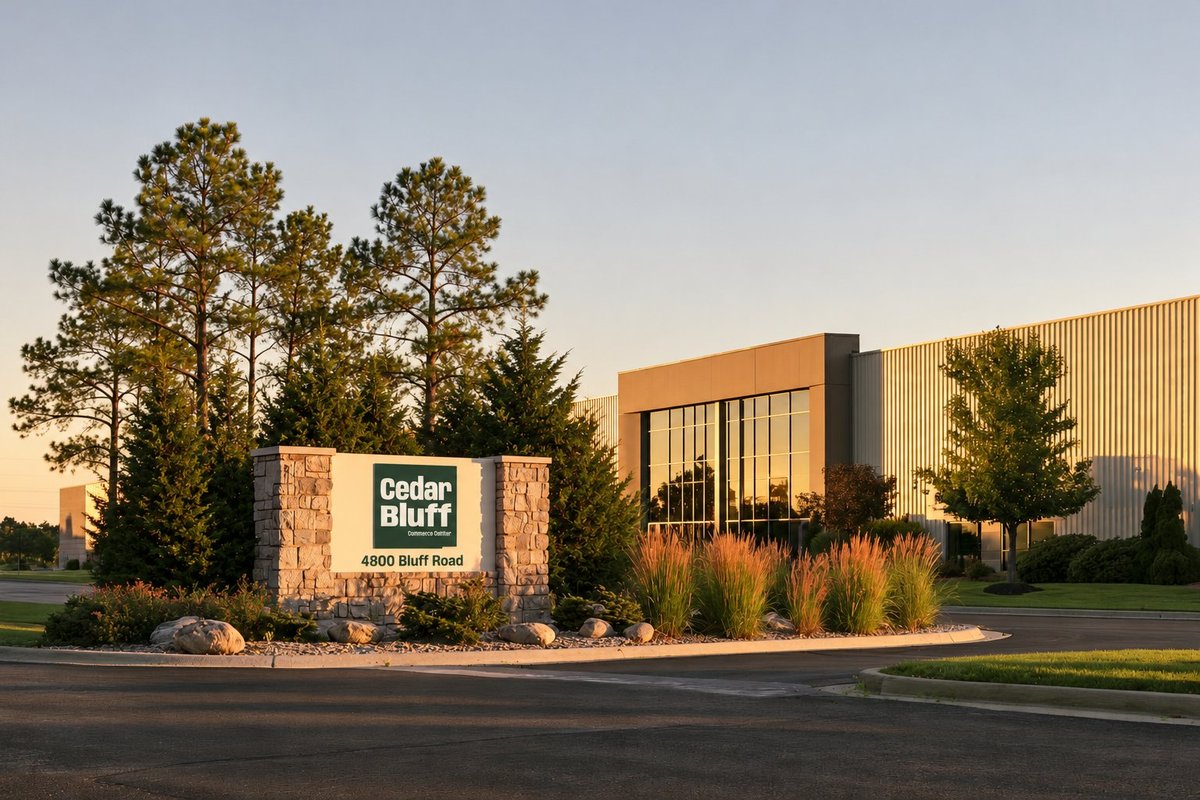 Cedar Bluff monument sign at sunset