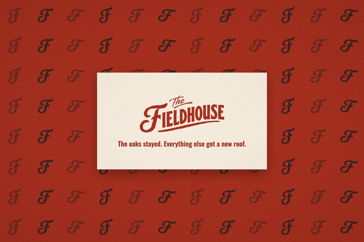 The Fieldhouse pattern card on a red logo pattern