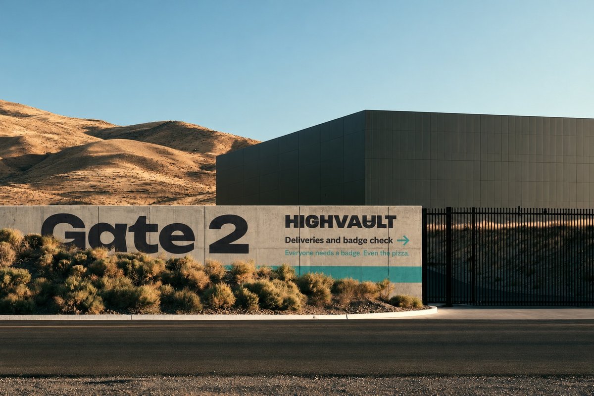 Highvault Gate 2 sign on a wall at a logistics site