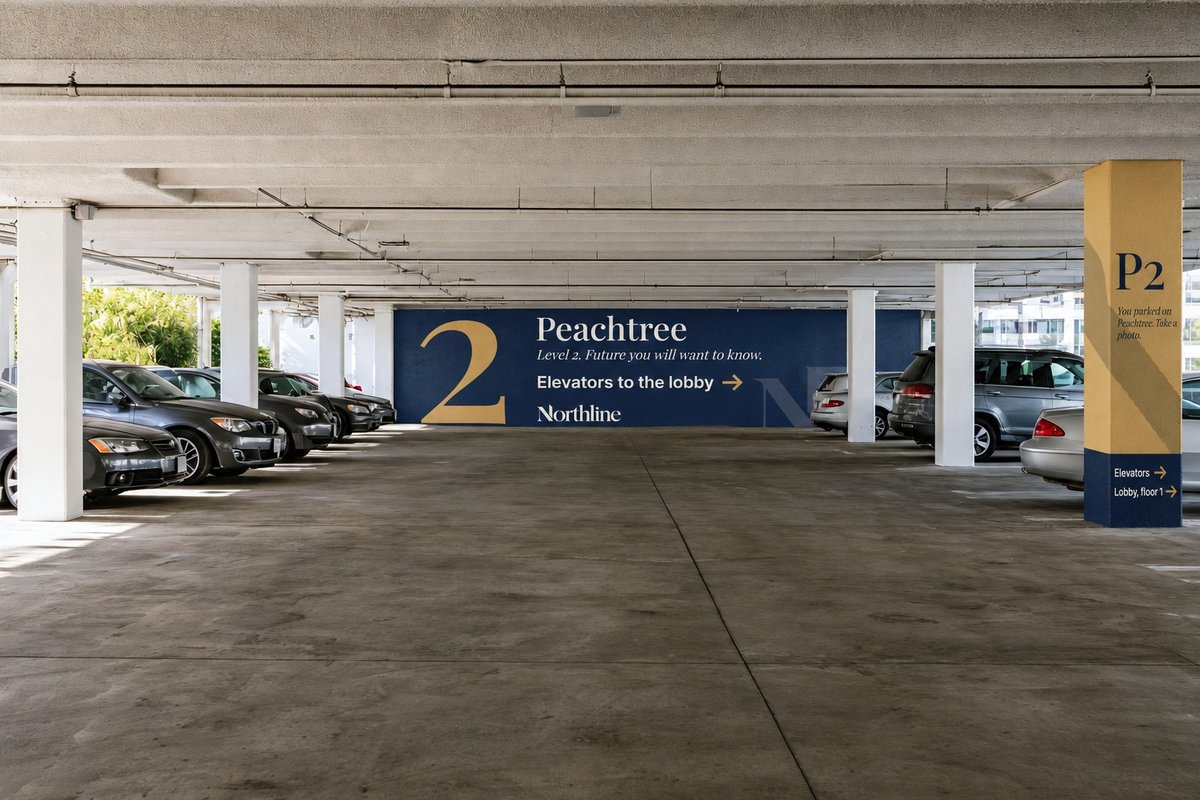 Northline level P2 sign in a parking garage