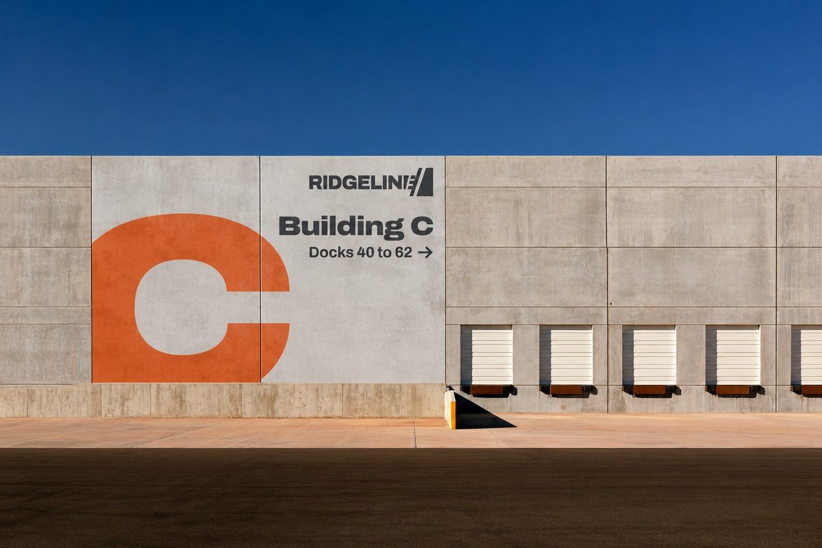 Ridgeline Building C graphic on a tilt up wall