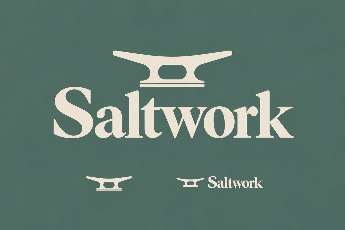 Saltwork logo board on green