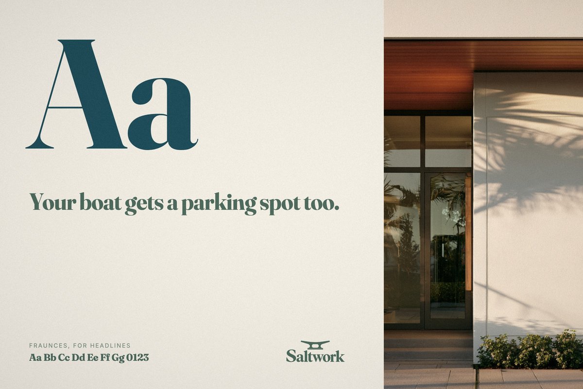 Saltwork typeface specimen beside a building entrance