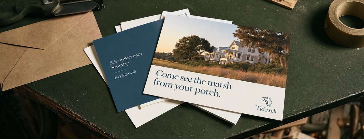 Tidewell postcards on a desk