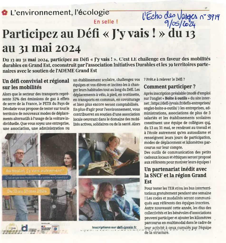 Article l'Écho des Vosges DJV 2024