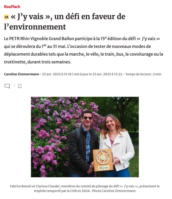 Article de presse Journal l'Alsace DJV 2025