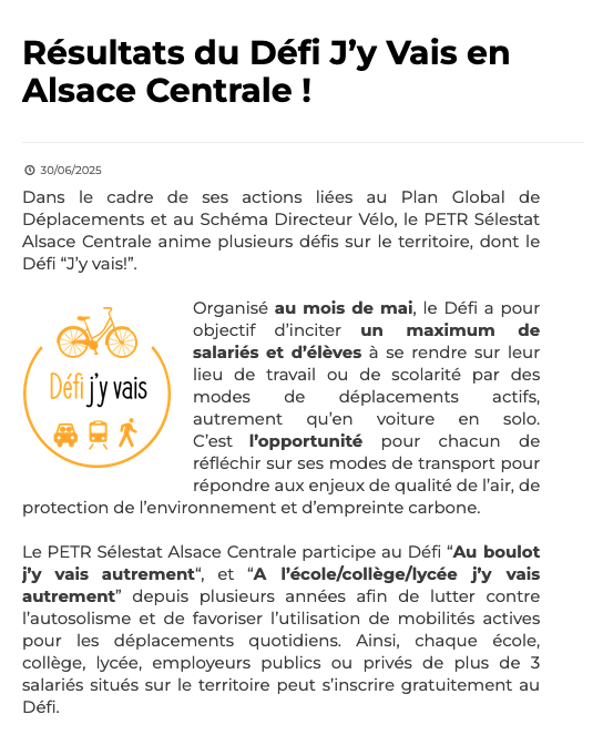 Article Sélestat résultats du DJV 2025