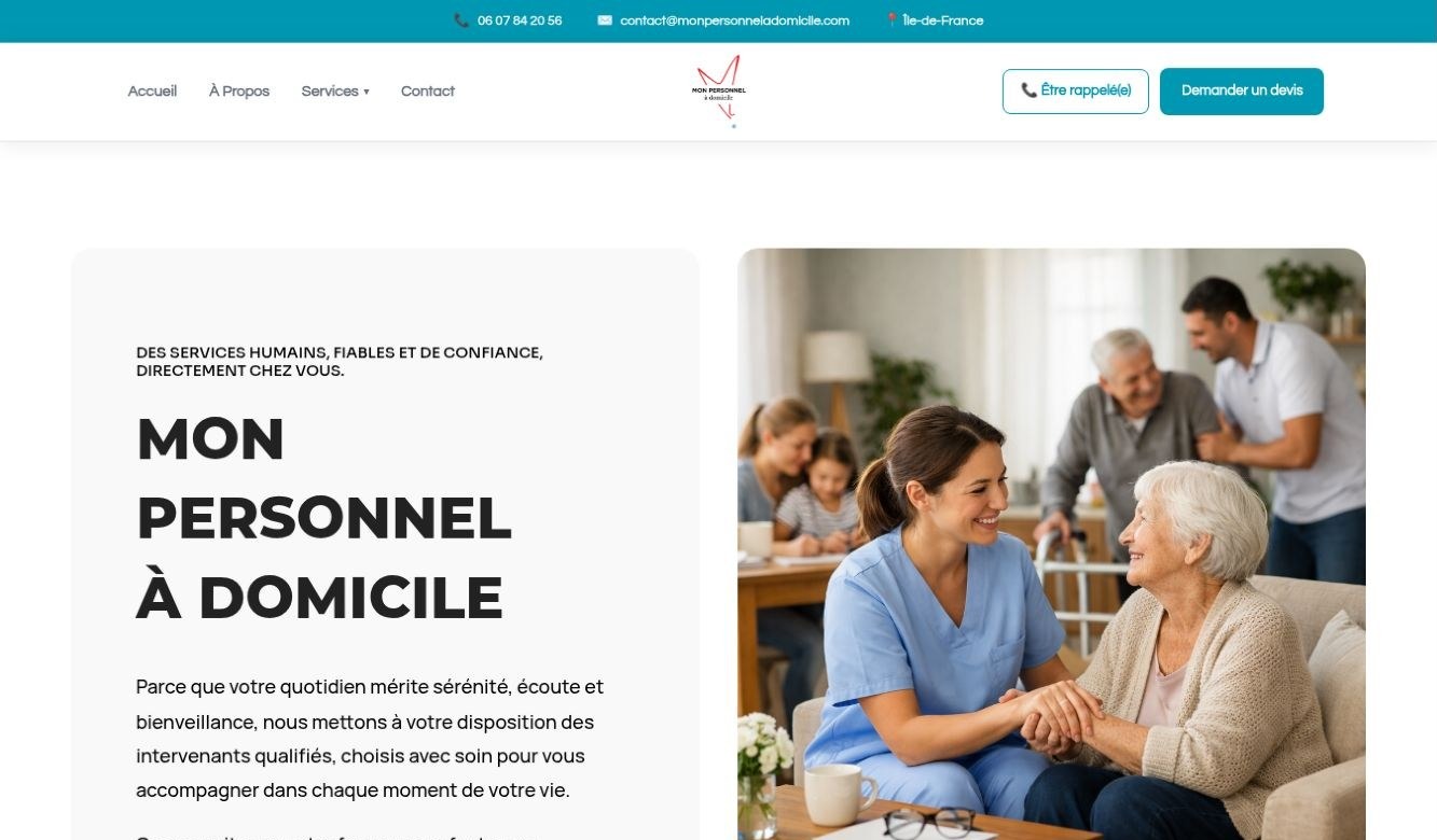 Capture du site Mon Personnel à Domicile