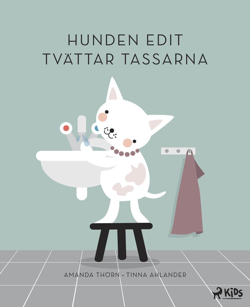Hunden Edit tvättar tassarna
