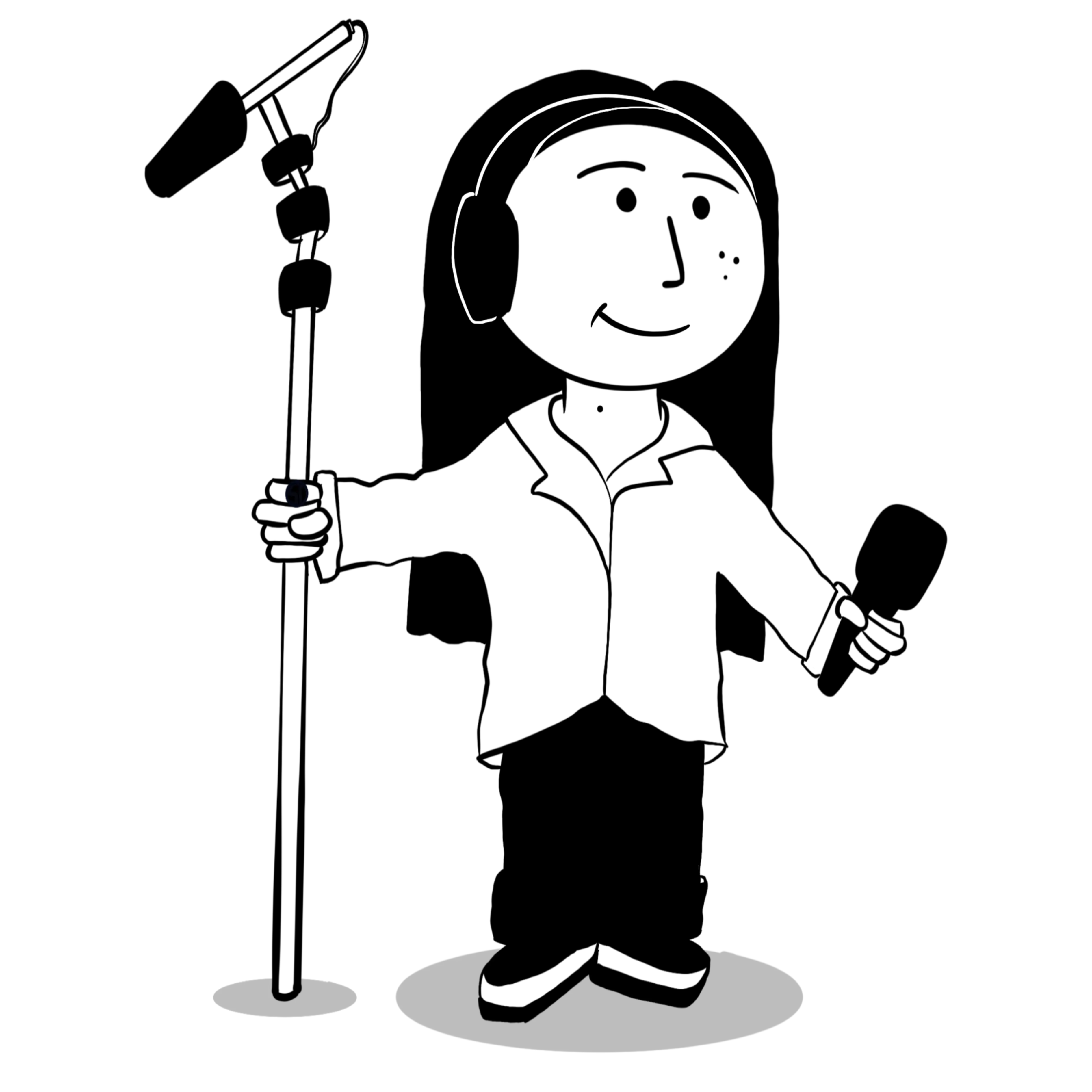 Personnage stylisé pa rStanou tenant un micro de radio, idéal pour illustrer un podcast culture France.