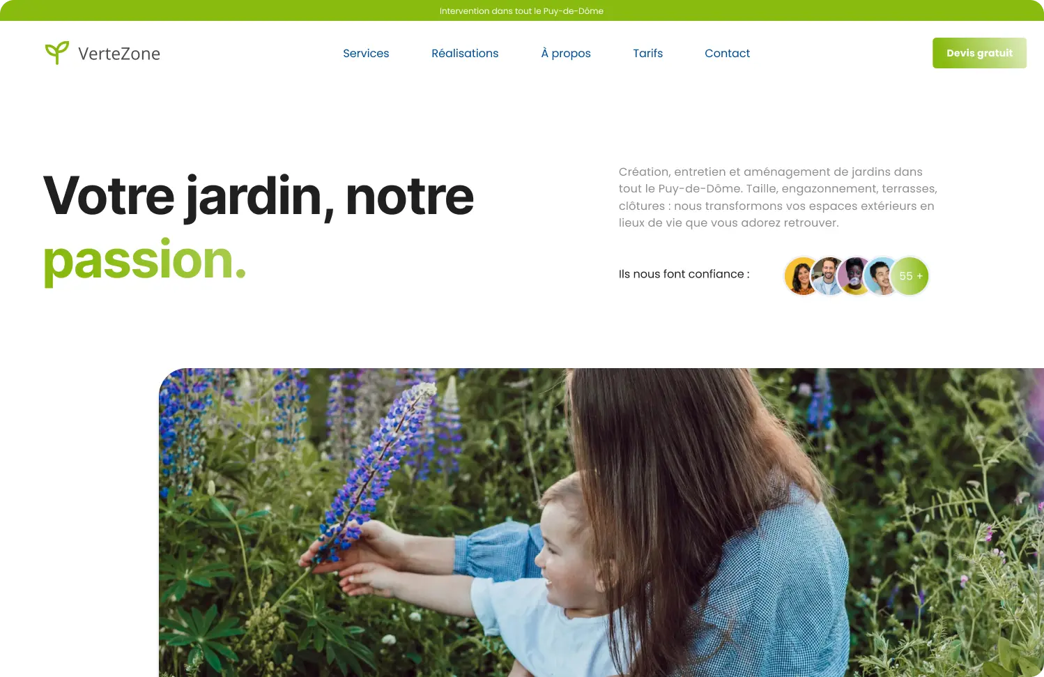 Création site web paysagiste VerteZone - Yaxor agence web Clermont-Ferrand