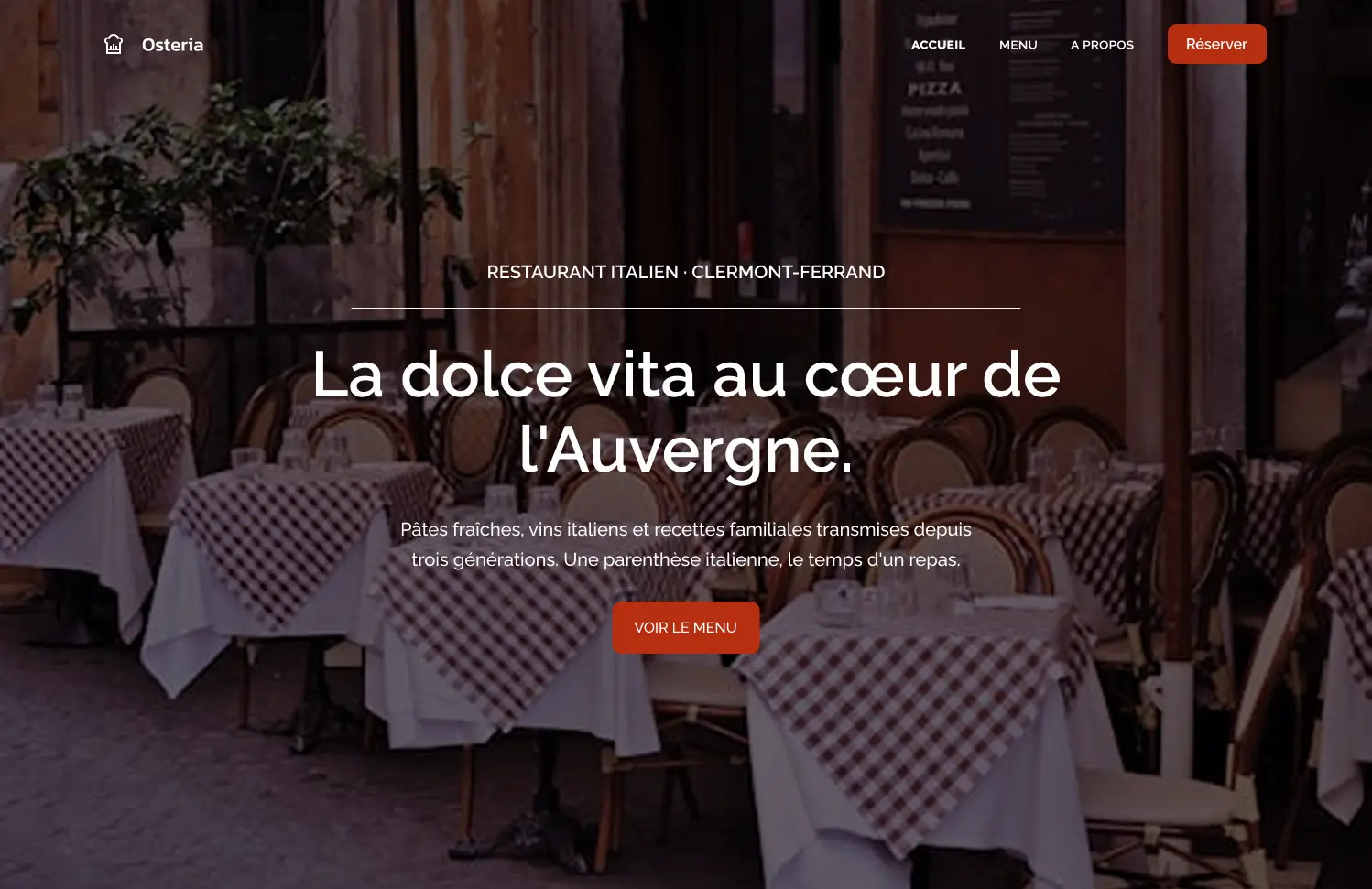 Création site web restaurant italien Osteria Volta - Yaxor agence web Clermont-Ferrand