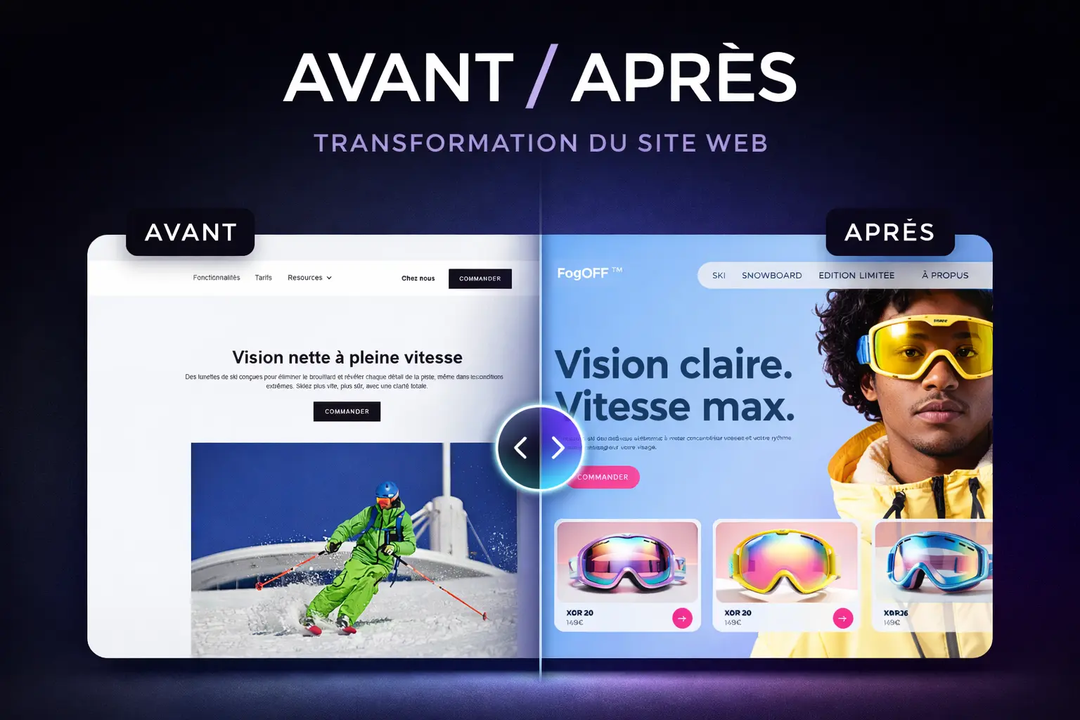 Refonte de site web avant après - Transformation design moderne par Yaxor agence web Clermont-Ferrand