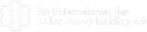 Hexagonal logo with the text 'Ein Unternehmen der Koller Group Holding AG' in white.