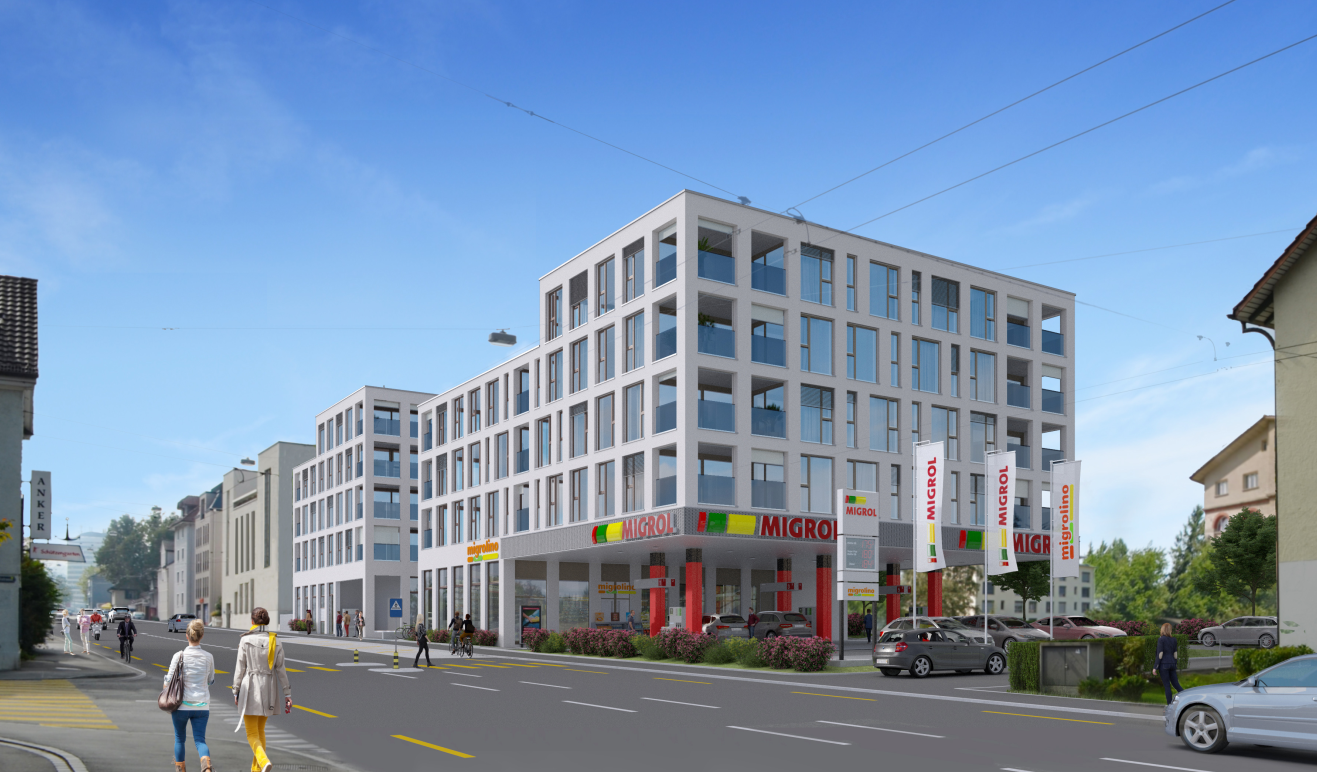 St. Gallen Wohn Gewerbeüberbauung Baubeginn April 2025