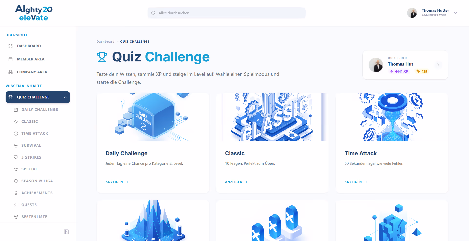 Quiz-Challenge im AIghty20 Memberbereich