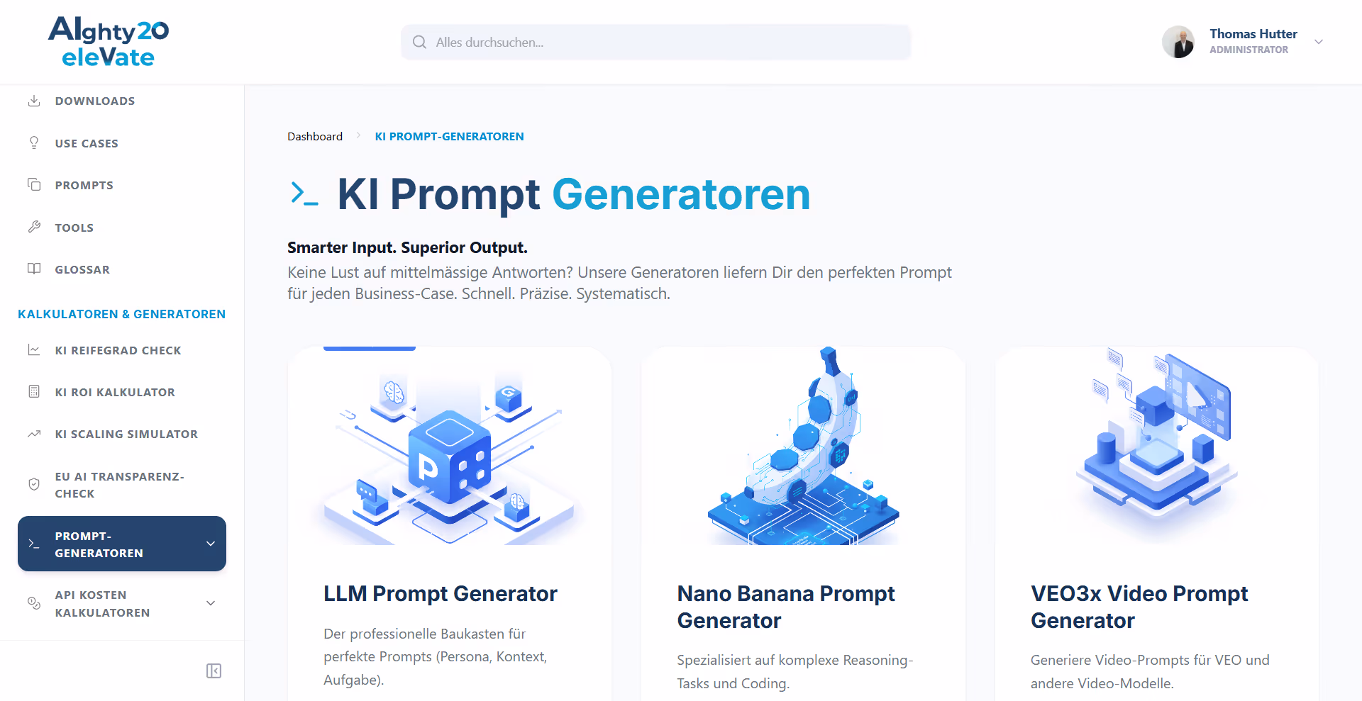AIghty20 Elevate Member Hub - KI Prompt Generatoren