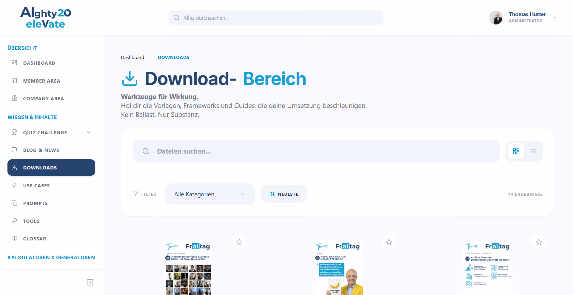 Downloads und Whitepaper im AIghty20 Memberbereich